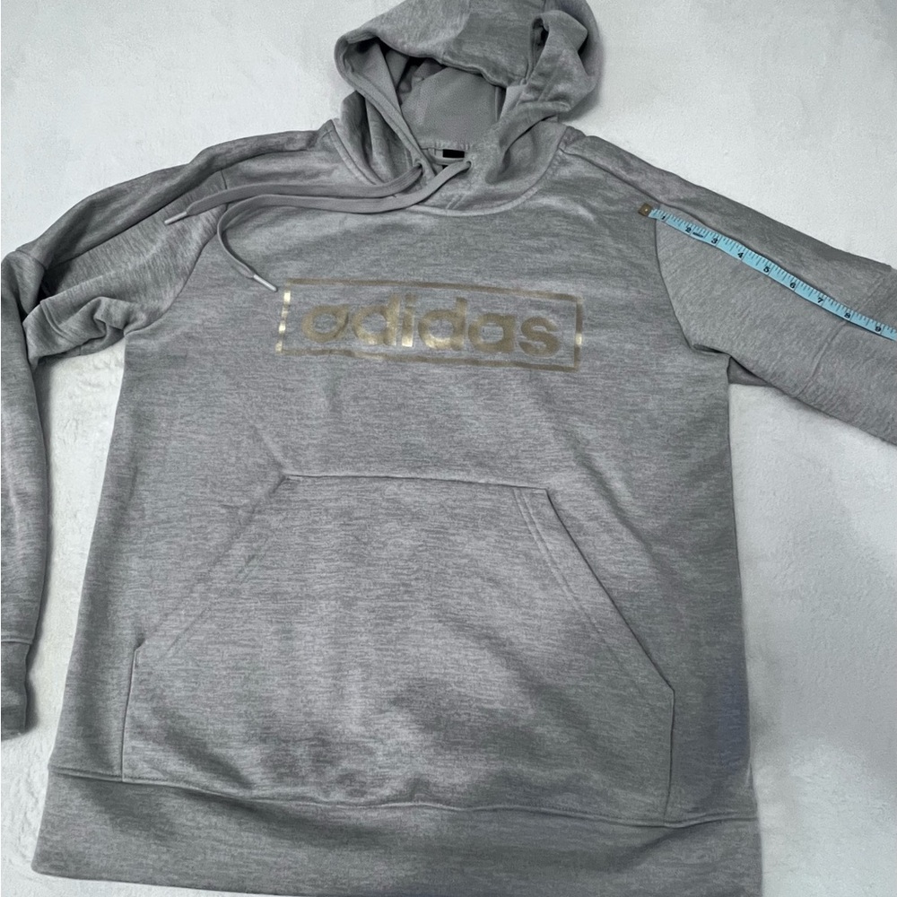 Adidas Women's Gray Hoodie with Gold Logo - Picture 3 of 8
